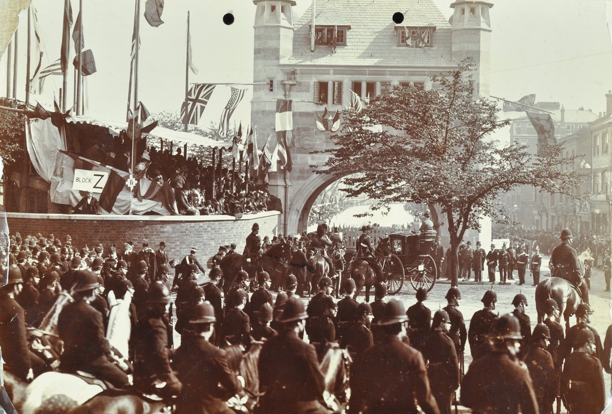 Blackwall Tunnel: ceremonia de apertura con el Príncipe de Gales, luego Rey Eduardo VII, y la Princesa Alejandra, 1897 de English Photographer