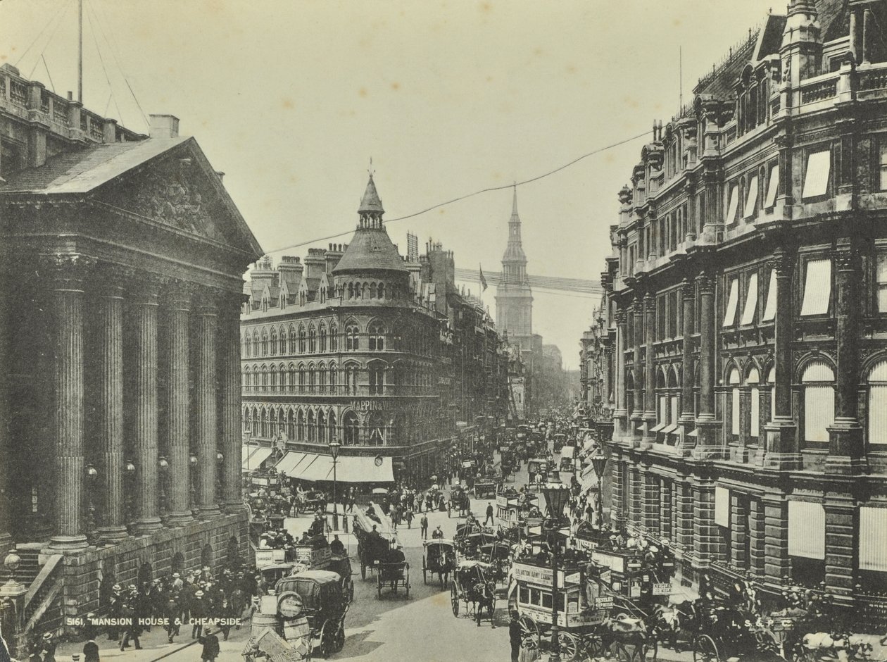 Cheapside, desde Mansion House, Ciudad de Londres, 1885 de English Photographer