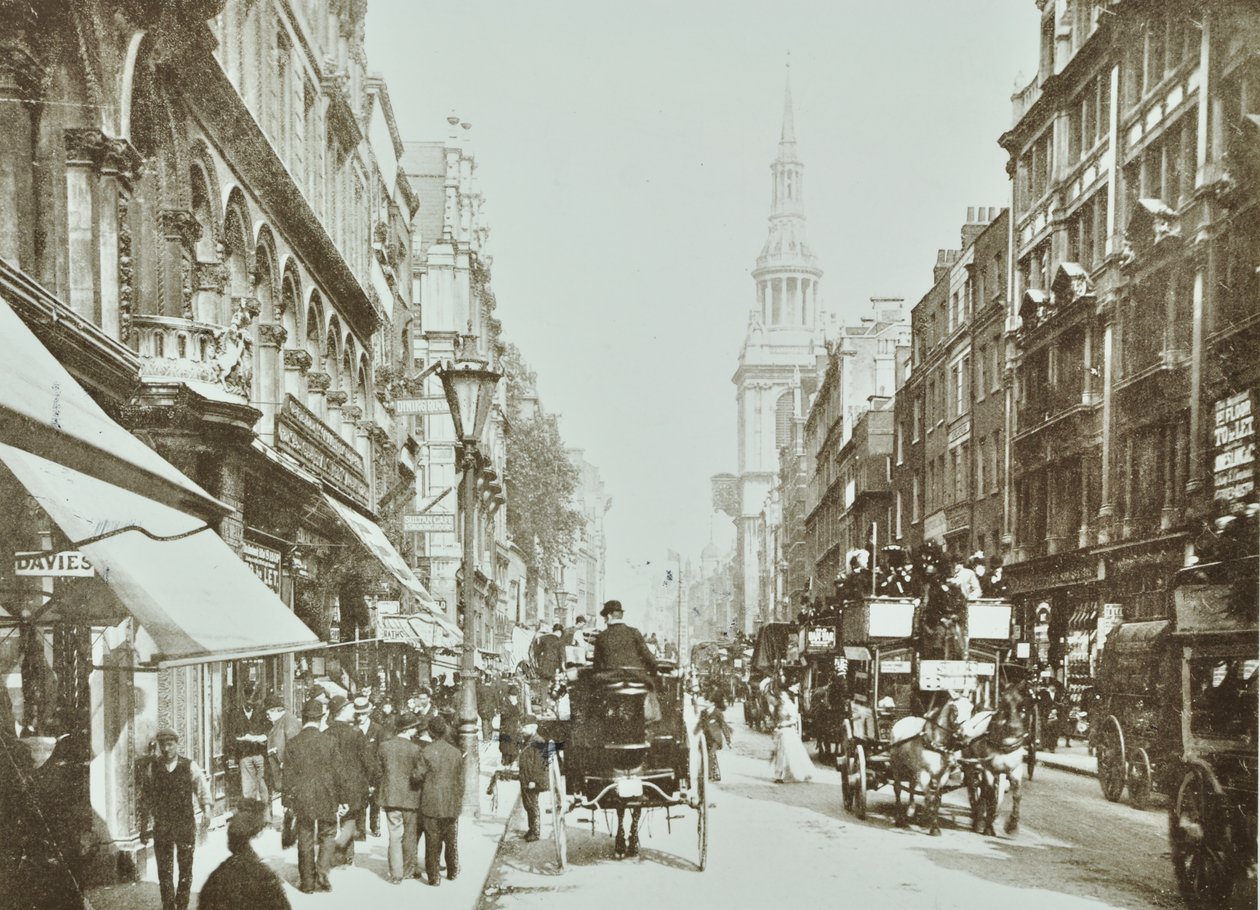 Cheapside, mirando al este, Ciudad de Londres, 1890 de English Photographer