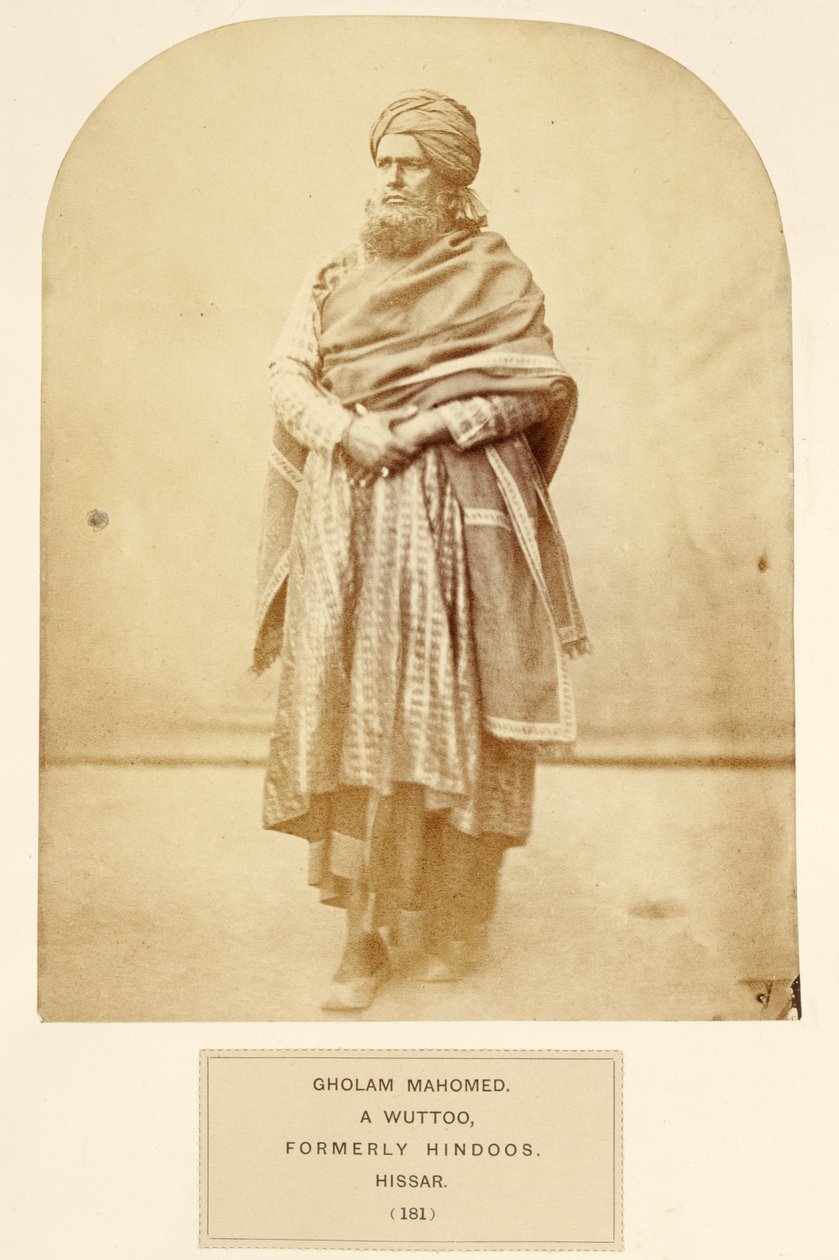 Gholam Mahomed, un Wuttoo, anteriormente Hindúes, Hissar, de The People of India, por J. Forbes Watson, publicado en 1868 de English Photographer