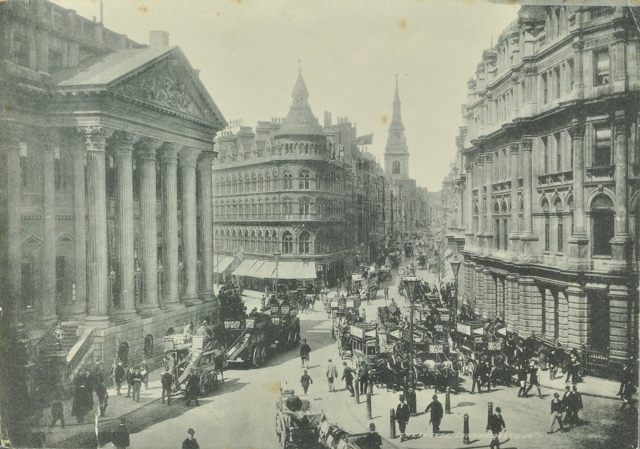 Mappin y Webb, Cheapside, desde Mansion House mirando al oeste, Ciudad de Londres, 1890 de English Photographer