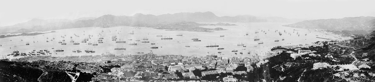 Panorama del Puerto de Hong Kong, c.1878 de English Photographer