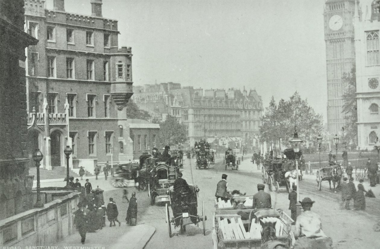 Parliament Square, Westminster LB: Broad Sanctuary mirando a Parliament Square, 1896 de English Photographer