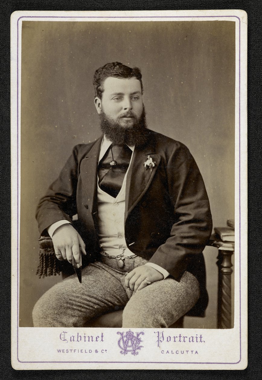 Retrato del Sr. Godfrey Freeman, plantador de añil, Lohurria, Bihar, fotografiado en Calcuta (fotografía en B/N) de English Photographer