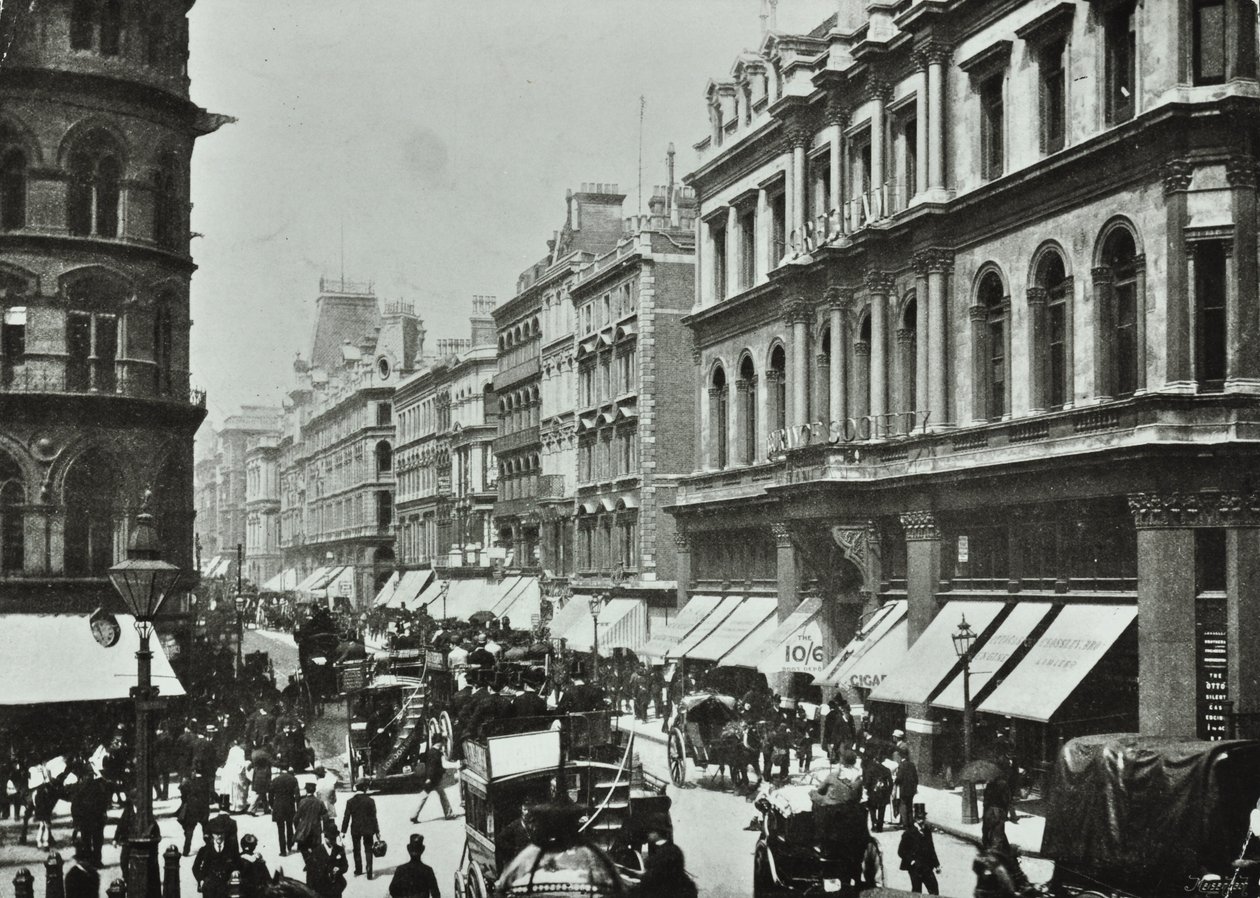 Poultry, mirando al oeste hacia Cheapside, Ciudad de Londres, 1890 de English Photographer