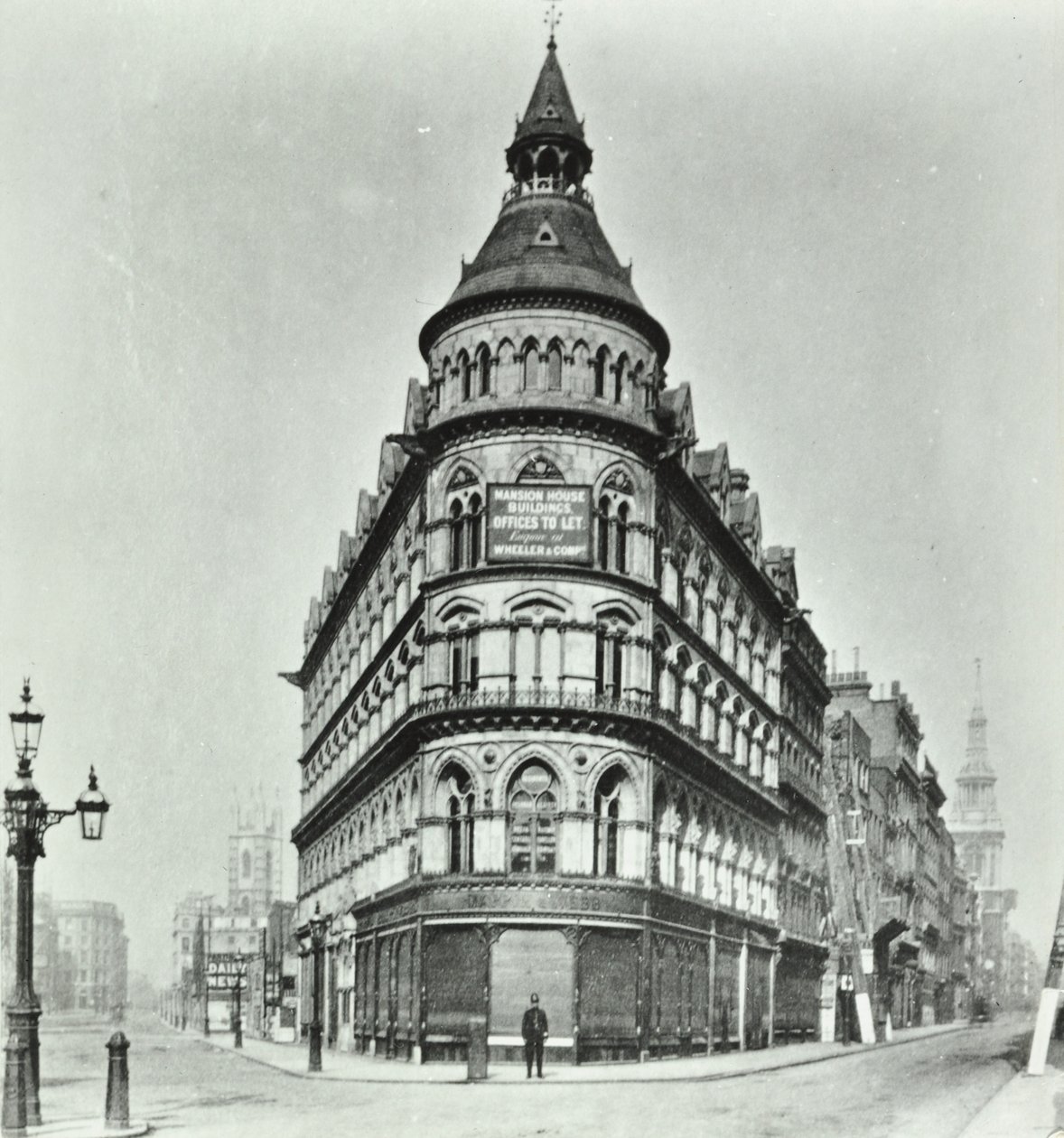 Queen Victoria Street, esquina de Mansion House Street y Queen Victoria Street, Londres, 1880 de English Photographer