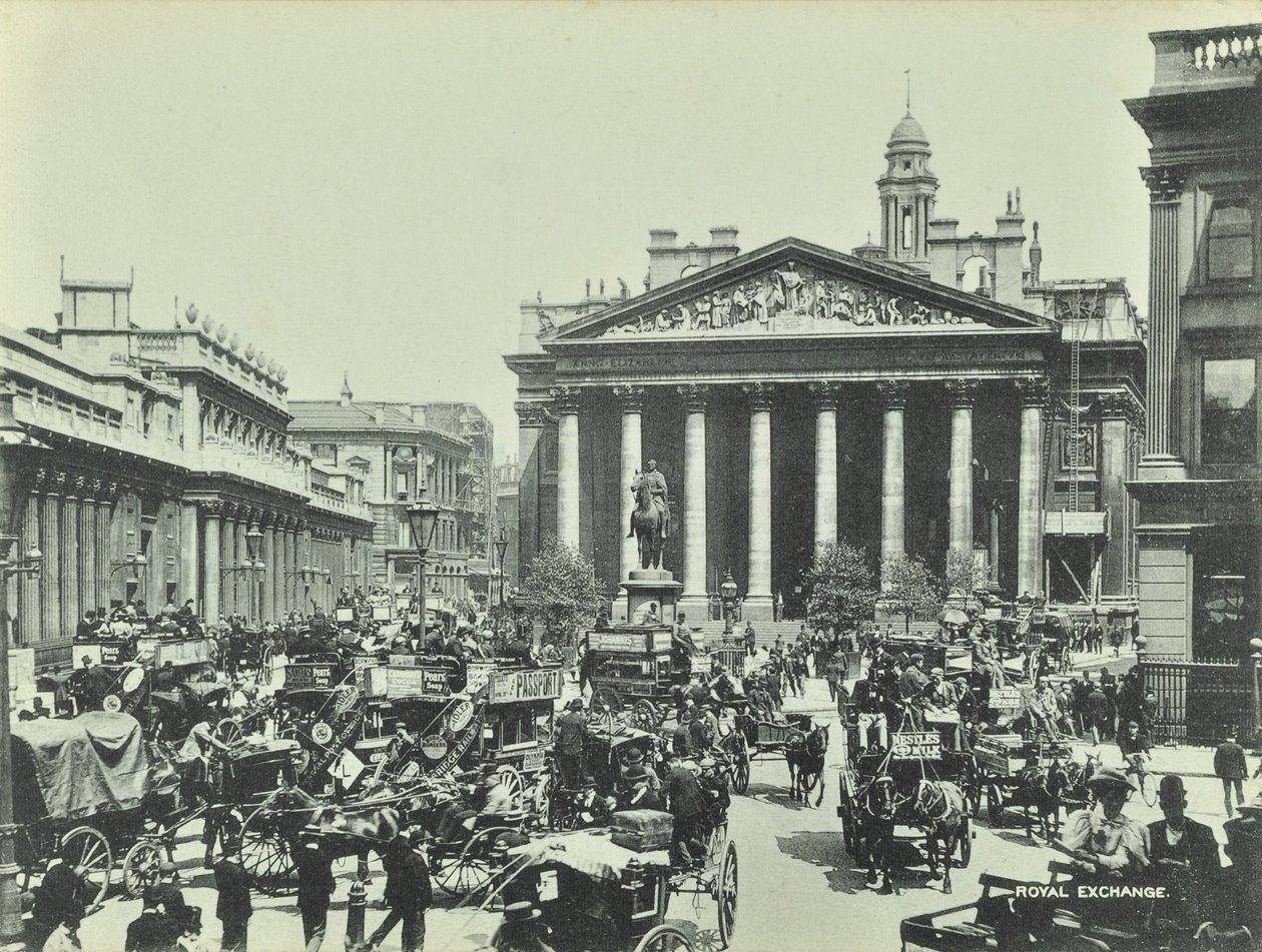 Bolsa Real, Threadneedle Street, Ciudad de Londres, 1890 de English Photographer