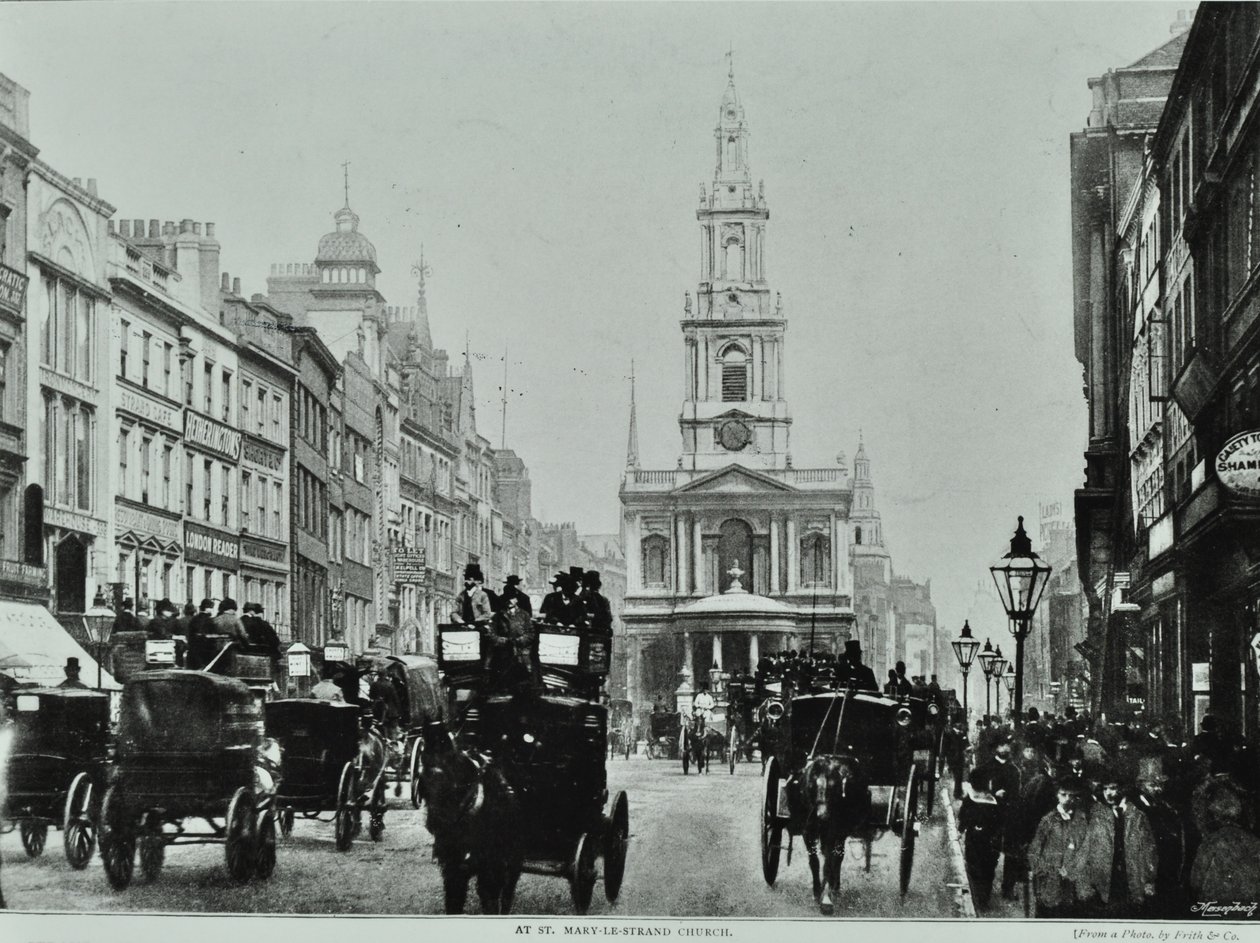 Saint Mary-le-Strand, Strand, Westminster LB: mirando al este hacia Saint Mary-le-Strand, 1895 de English Photographer
