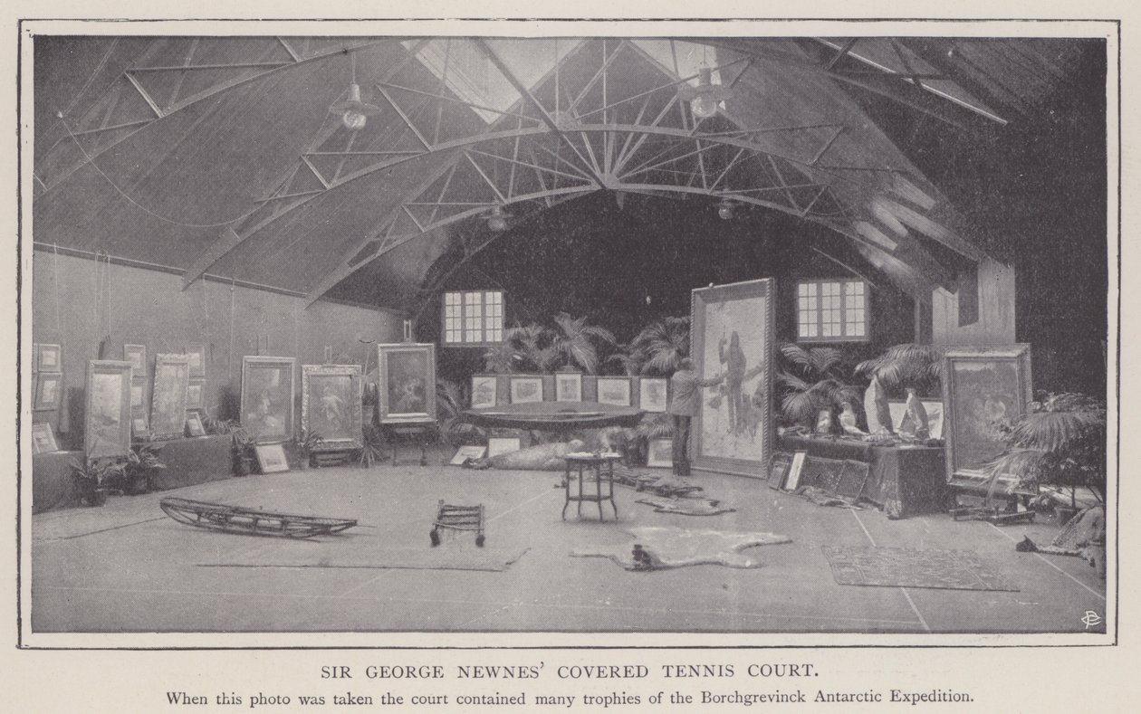 Pista de tenis cubierta Sir George Newnes (foto b/n) de English Photographer