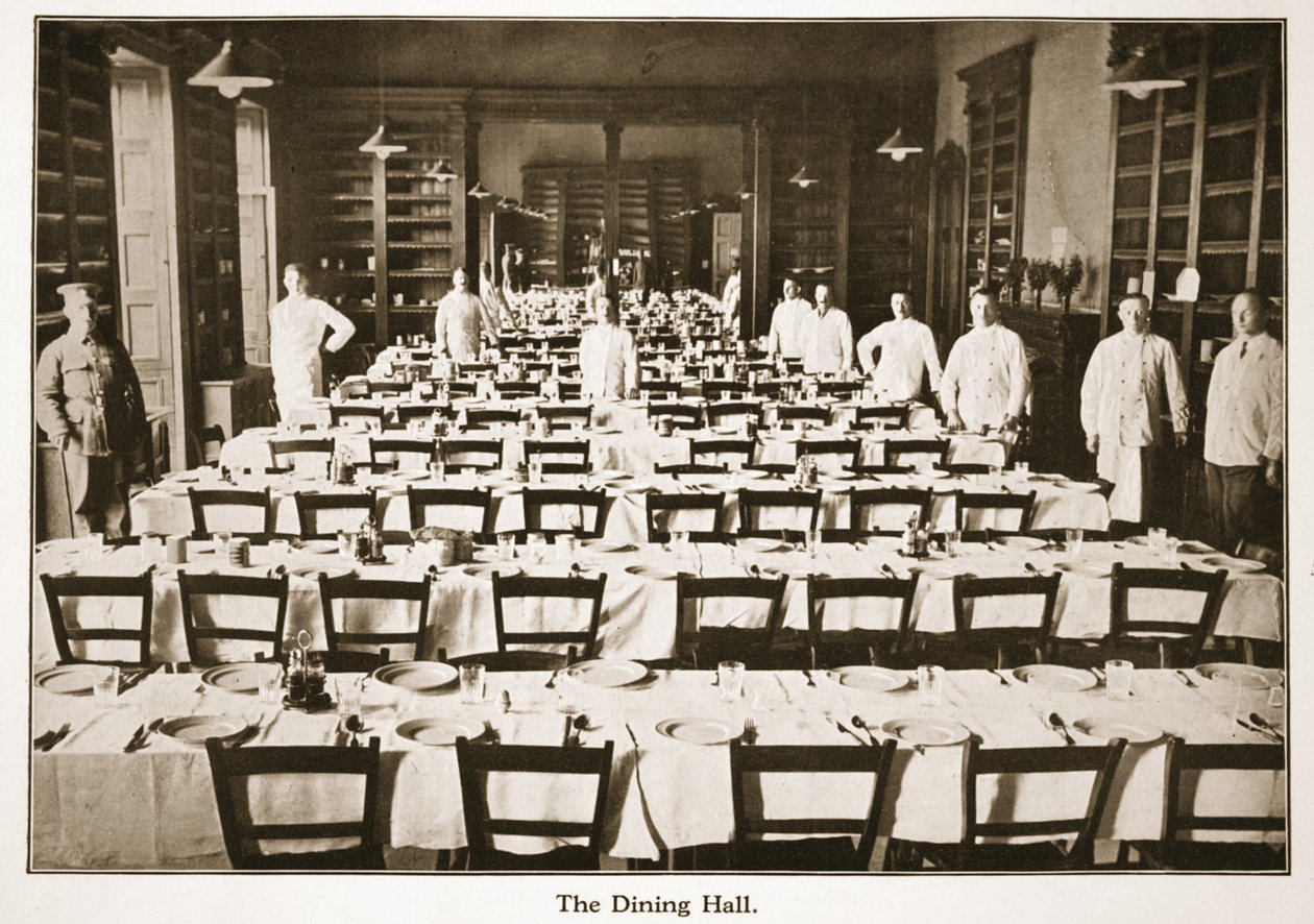 El Comedor, Donington Hall, ilustración de Prisioneros Alemanes en Gran Bretaña de English Photographer