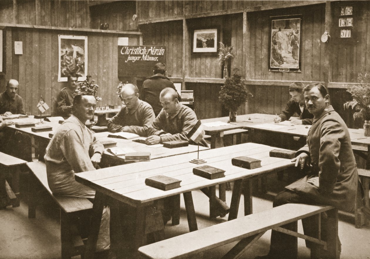 La Sala de Lectura, Handforth, ilustración de Prisioneros Alemanes en Gran Bretaña de English Photographer