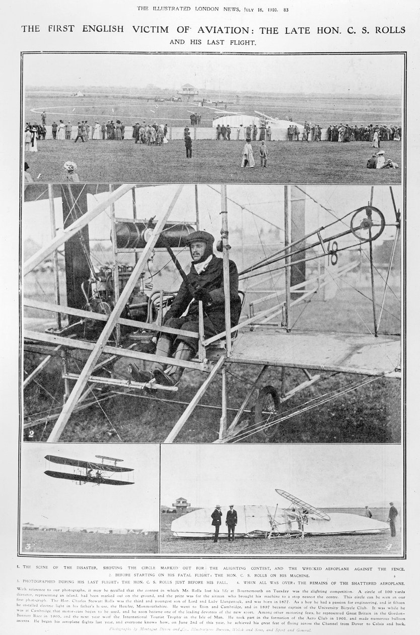 La primera víctima inglesa de la aviación: el difunto Hon. C.S. Rolls, y su último vuelo, de The Illustrated London News, 16 de julio de 1910 de English Photographer