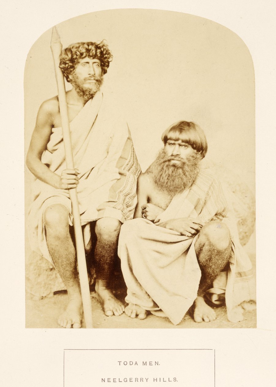 Hombres Toda, Colinas Neelgerry, de The People of India, por J. Forbes Watson, publicado en 1868 de English Photographer