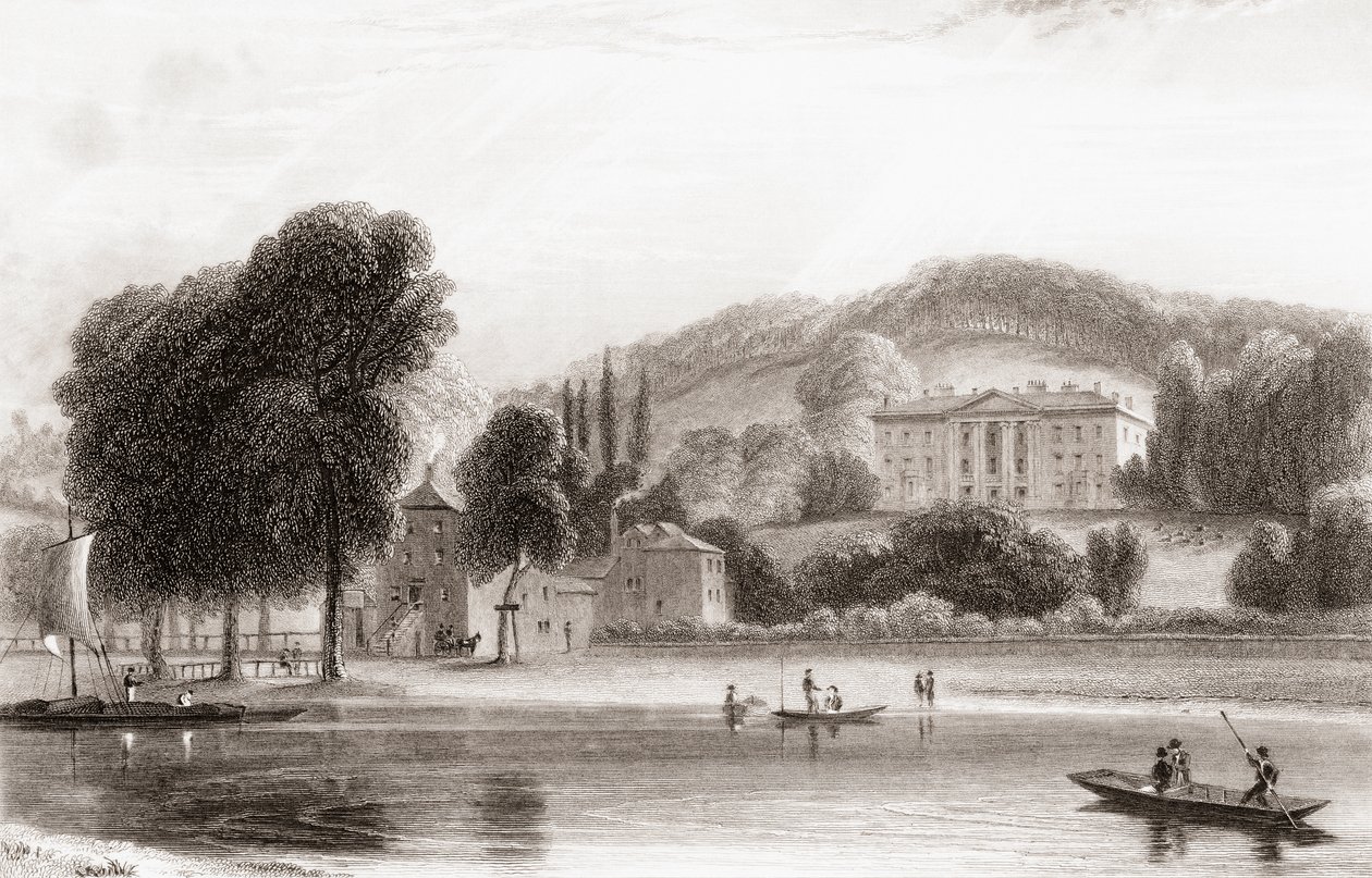 Vista del siglo XIX de Beaumont Lodge, Old Windsor, Berkshire, Inglaterra. Vendida en 1854 a la Compañía de Jesús y rebautizada Beaumont College, escuela pública jesuita. De Churton