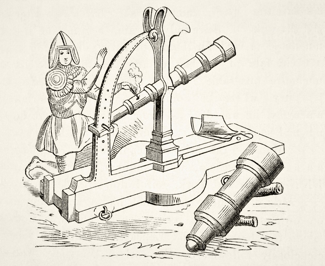 Un cañón del siglo XV, de The National and Domestic History of England por William Hickman Smith Aubrey, publicado en Londres, c.1890 de English School
