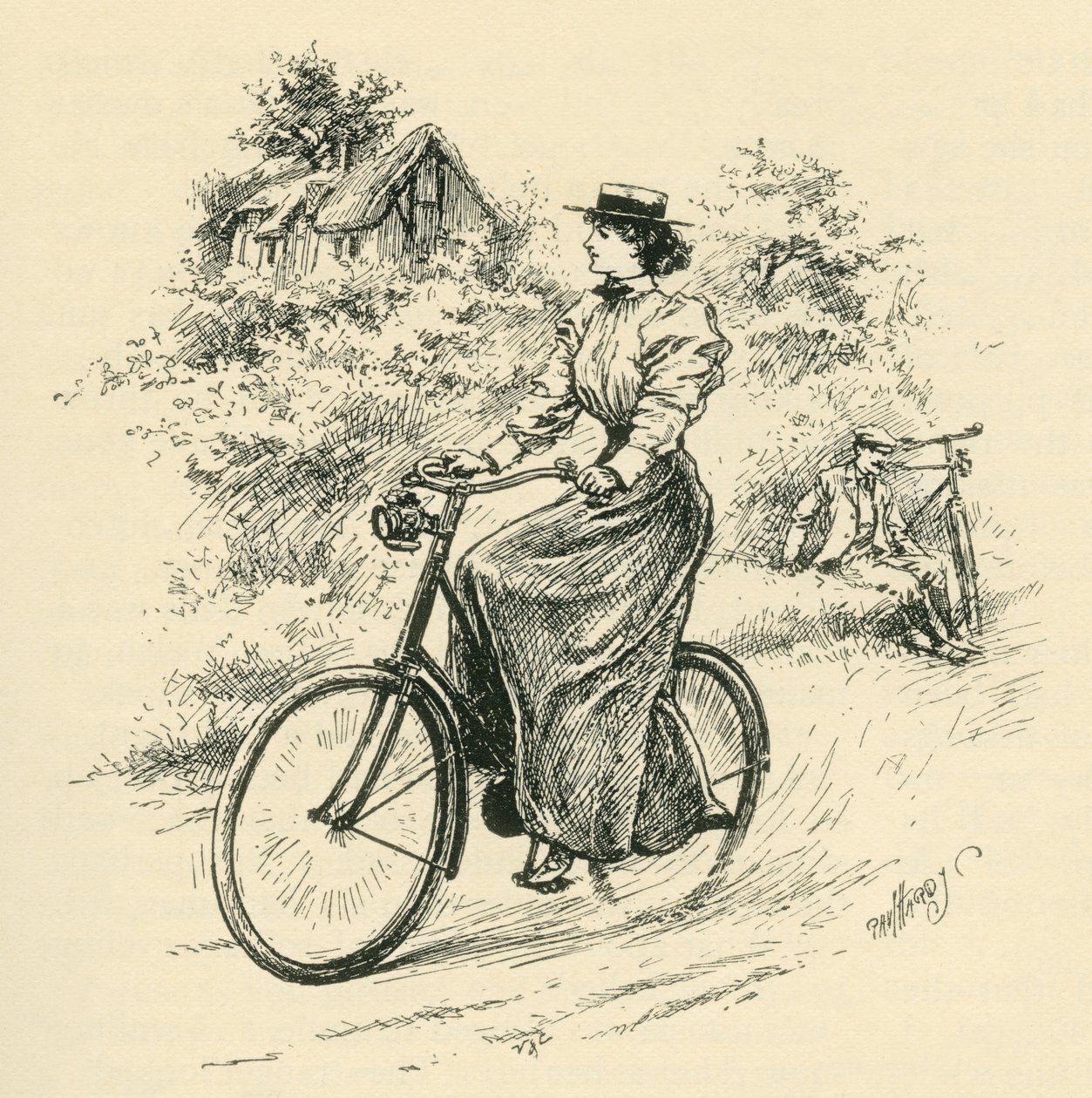 Una ciclista del siglo XIX. De la revista The Strand Magazine, publicada en 1897. de English School