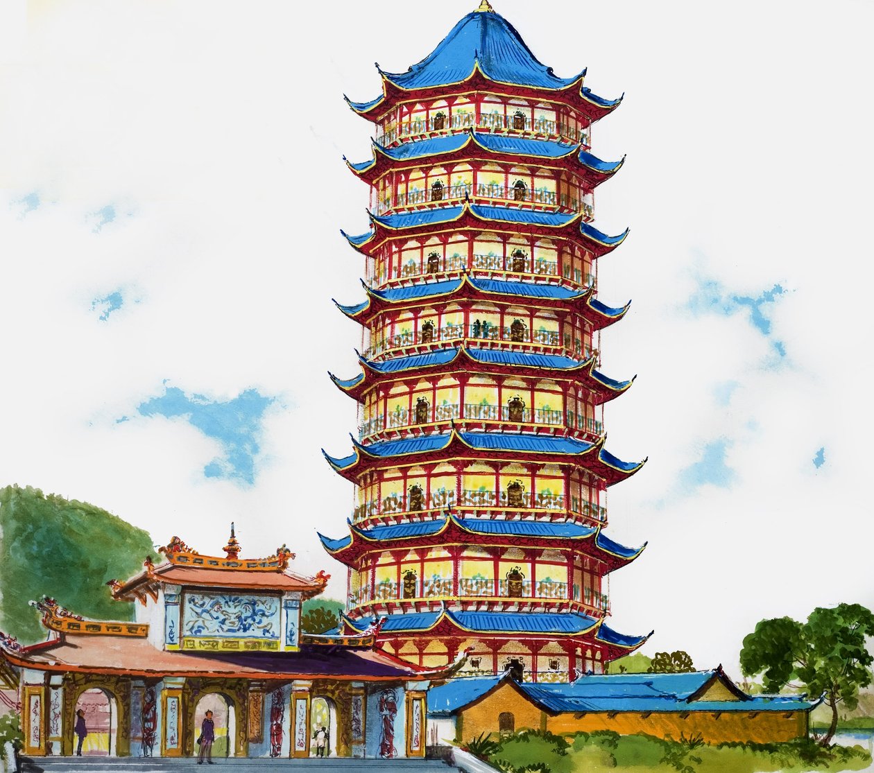 Pagoda china, ilustración de "Tesoro de English School