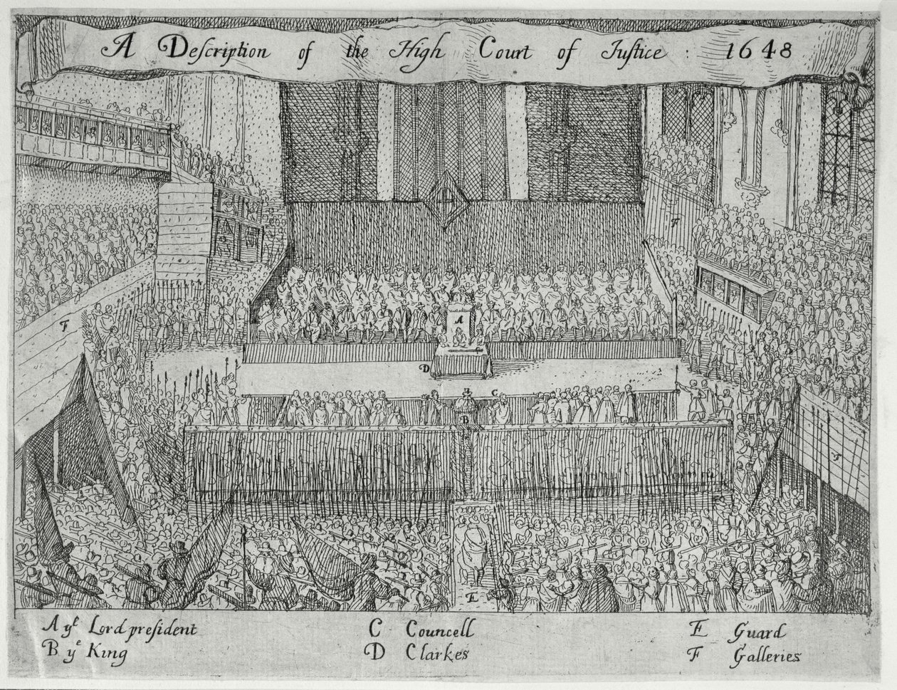 Una descripción del Alto Tribunal de Justicia (El juicio de Carlos I), siglo XVII de English School