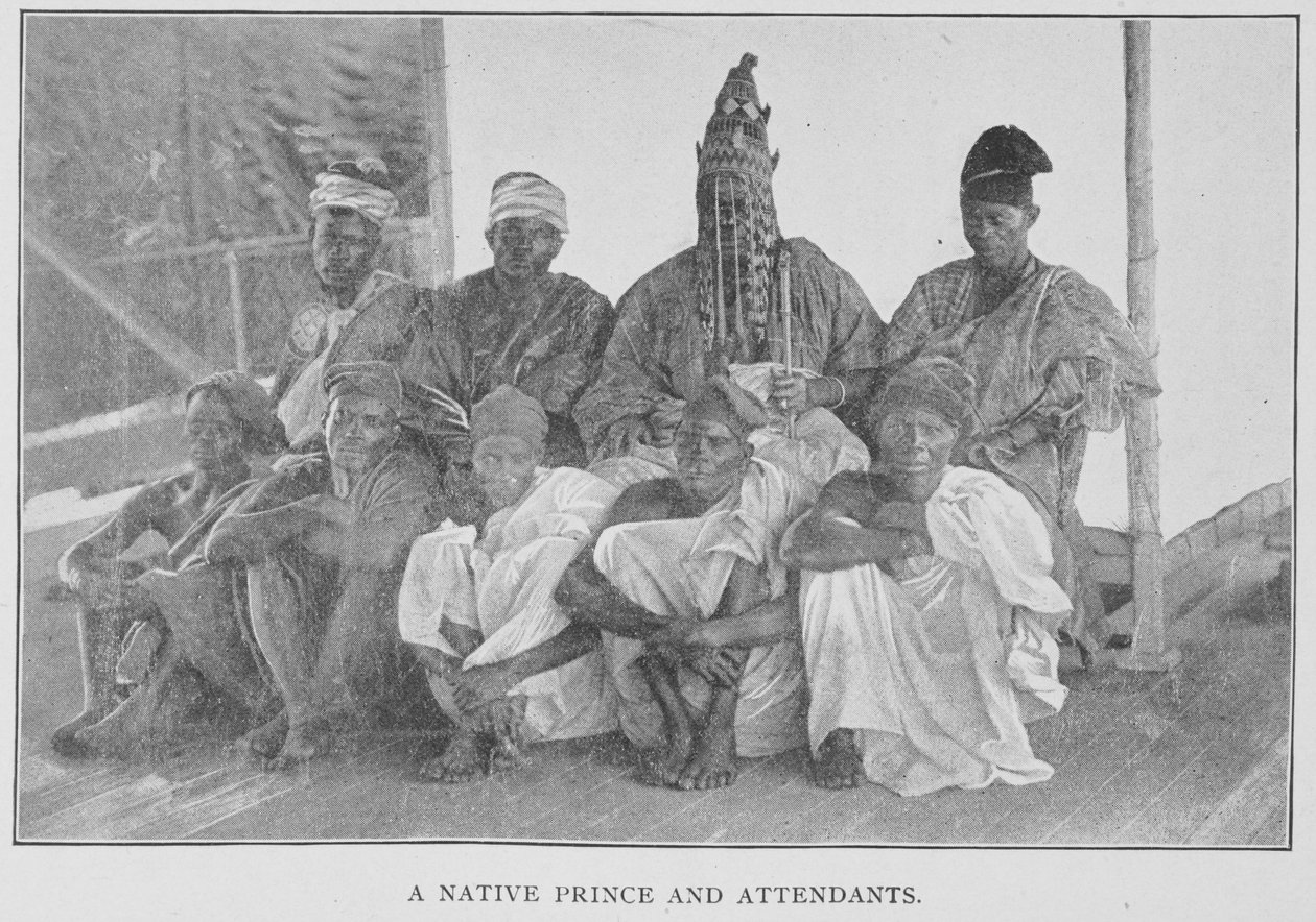 Un príncipe nativo y asistentes, ilustración de 