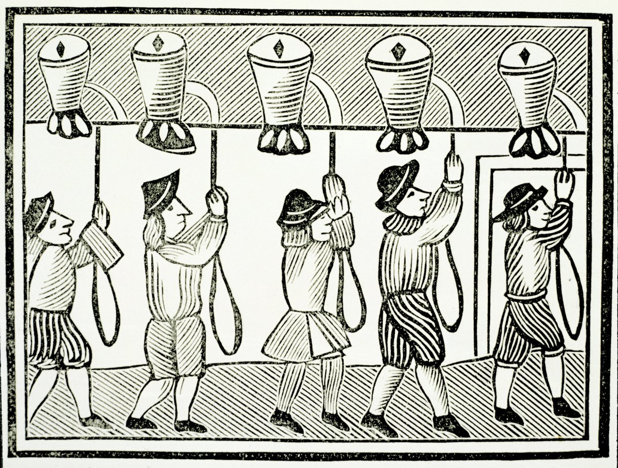 Un repique de campanas de iglesia, de una colección de folletos sobre esoterismo, c. siglo XVI de English School