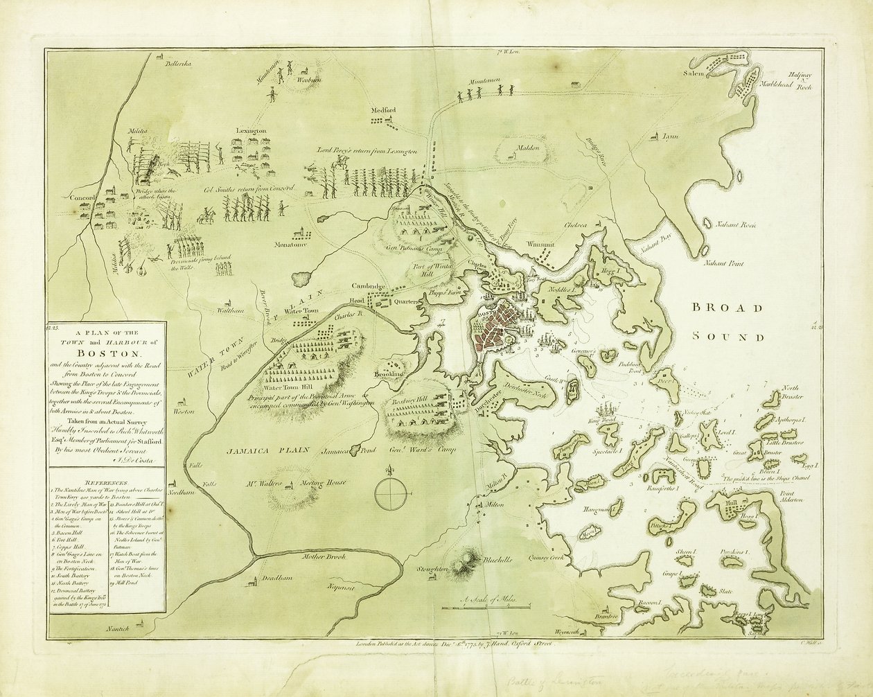 Plano de la ciudad y el puerto de Boston y el país adyacente de English School