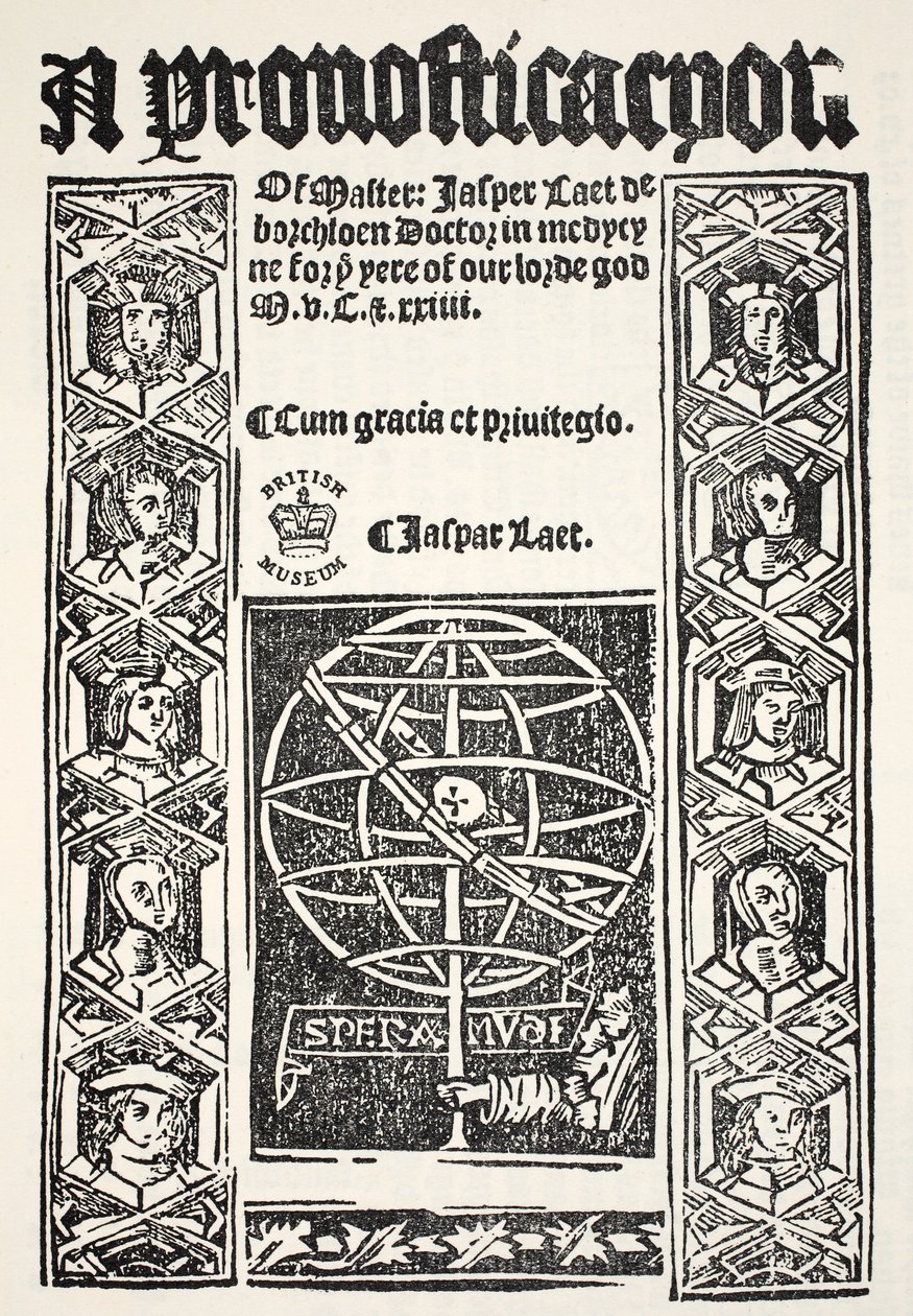 Una Prognosticación, por Jasper Laet (fl.1485-1532), impreso por R. Bankes, 1524 de English School