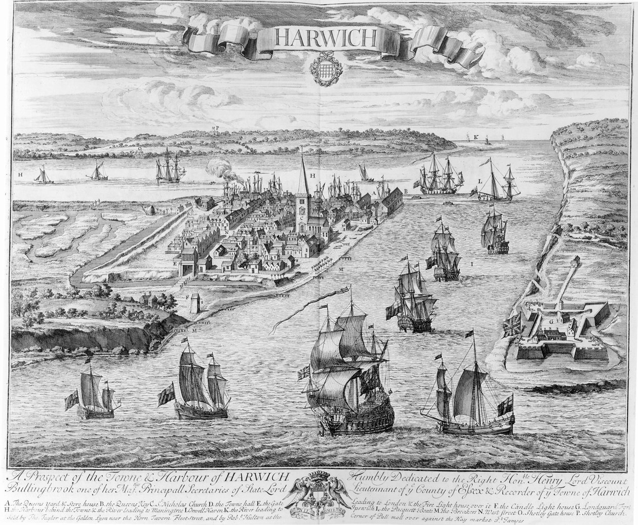 Una perspectiva de la ciudad y el puerto de Harwich de English School