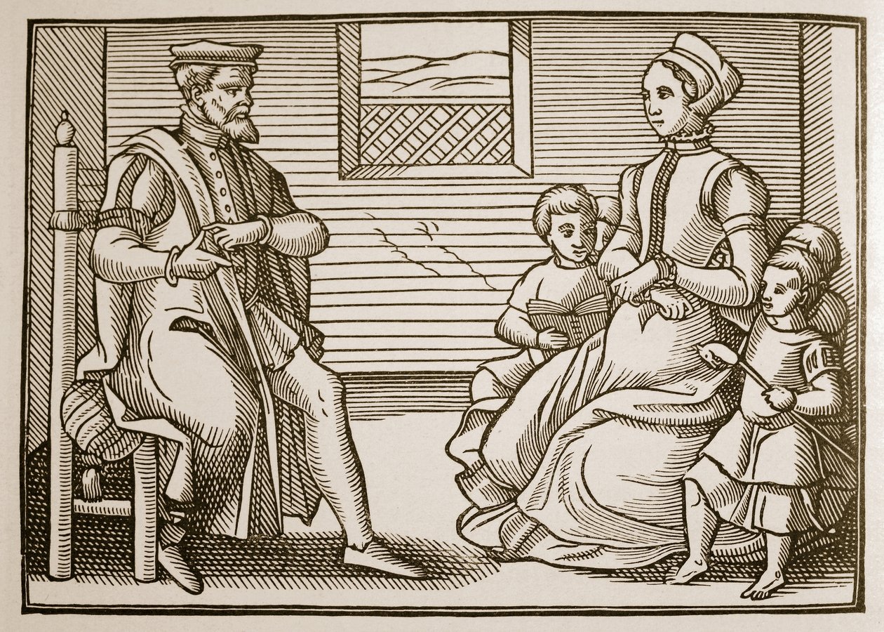 Una familia puritana, de Tenor of the Whole Psalms in Four Parts, 1563 de English School