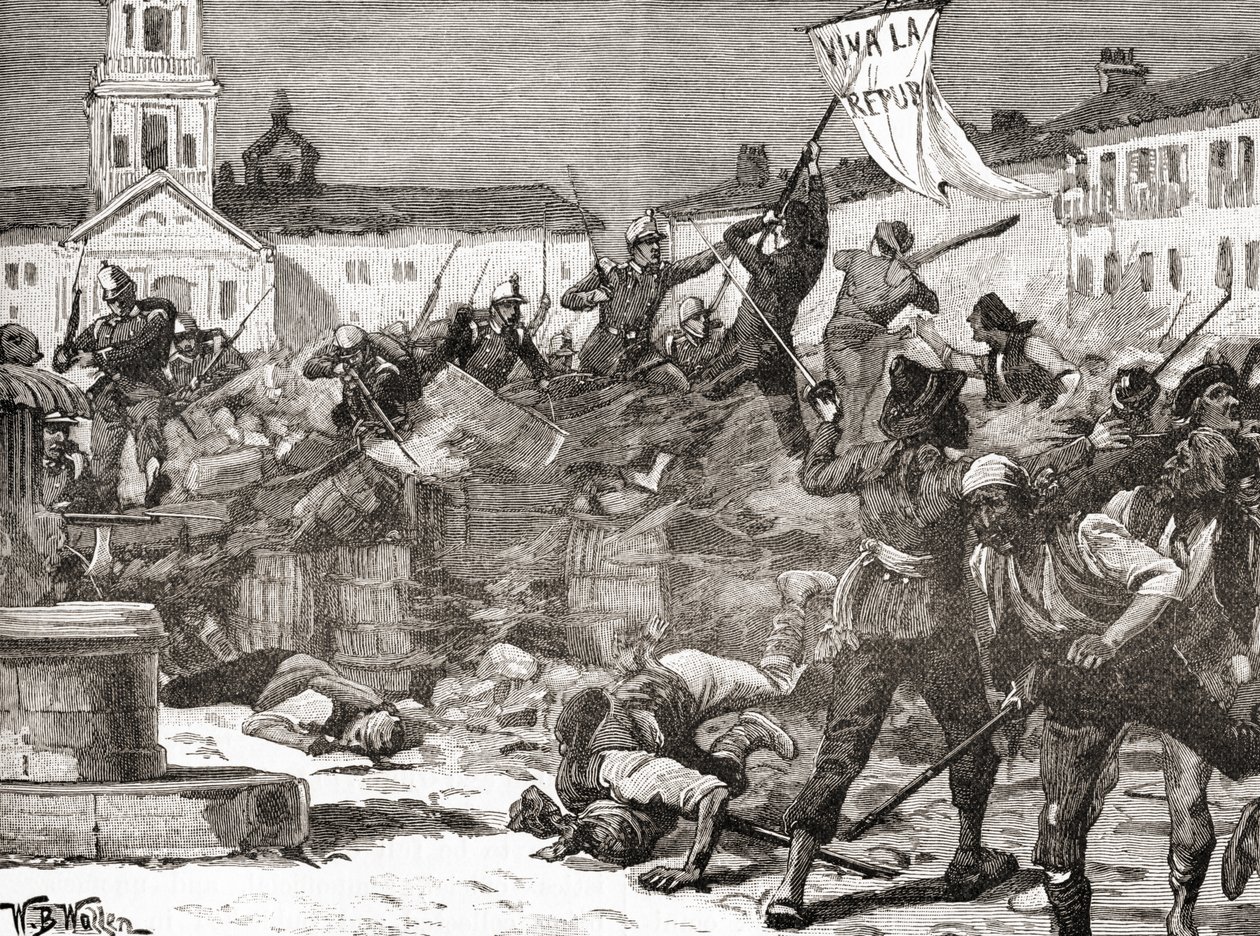 Una insurrección republicana en Málaga, España, durante la Revolución Gloriosa( La Gloriosa de English School