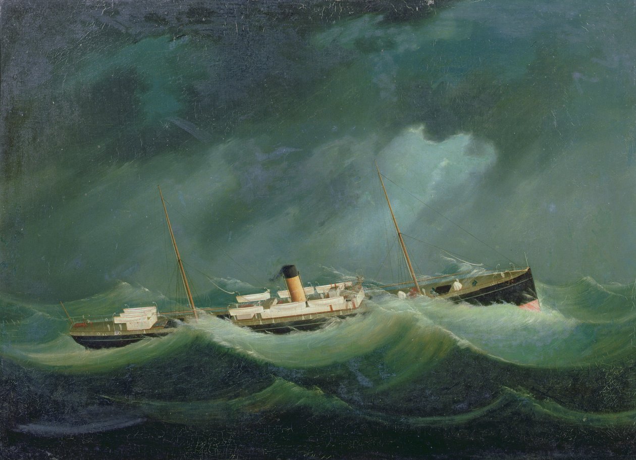 Un buque de la línea Saville en clima tormentoso, c.1870 de English School