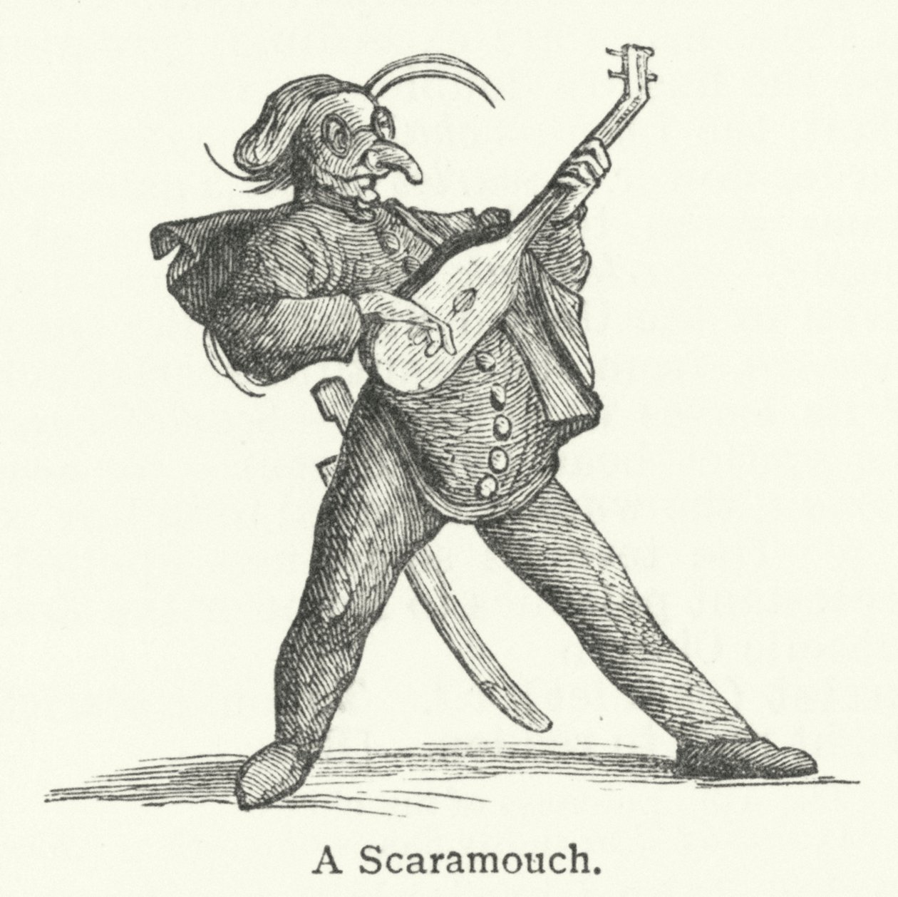 Un Scaramouch (grabado) de English School
