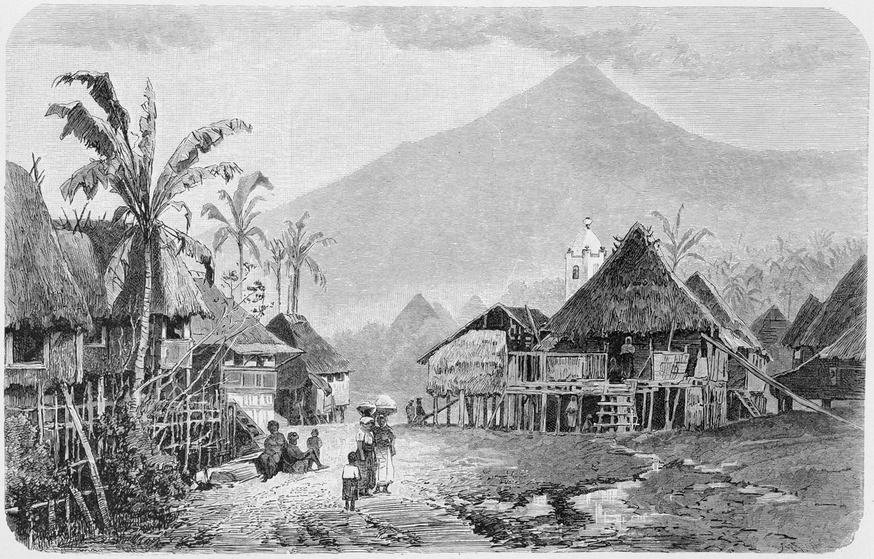 Una aldea tagala, Luzón en Filipinas, de 