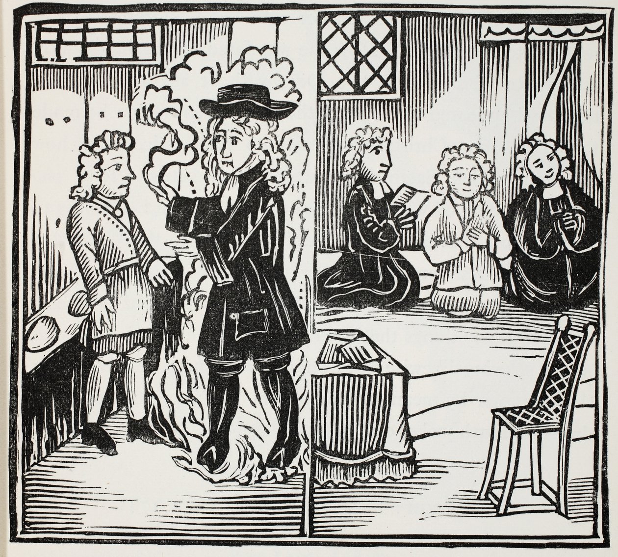 Una terrible y oportuna advertencia para los jóvenes, ilustración de Chap-books of the Eighteenth Century por John Ashton, pub. 1882 de English School
