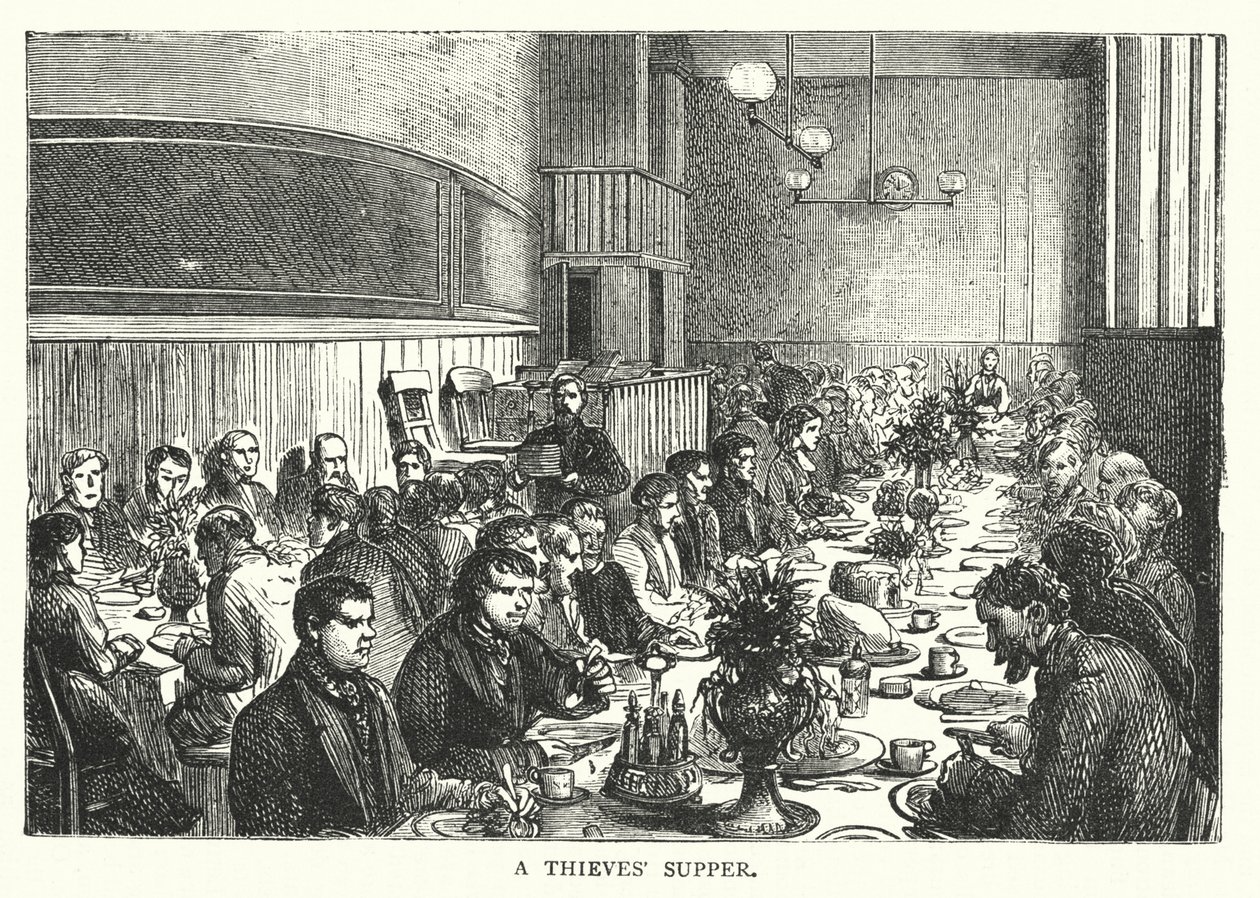 Cena de ladrones (grabado) de English School