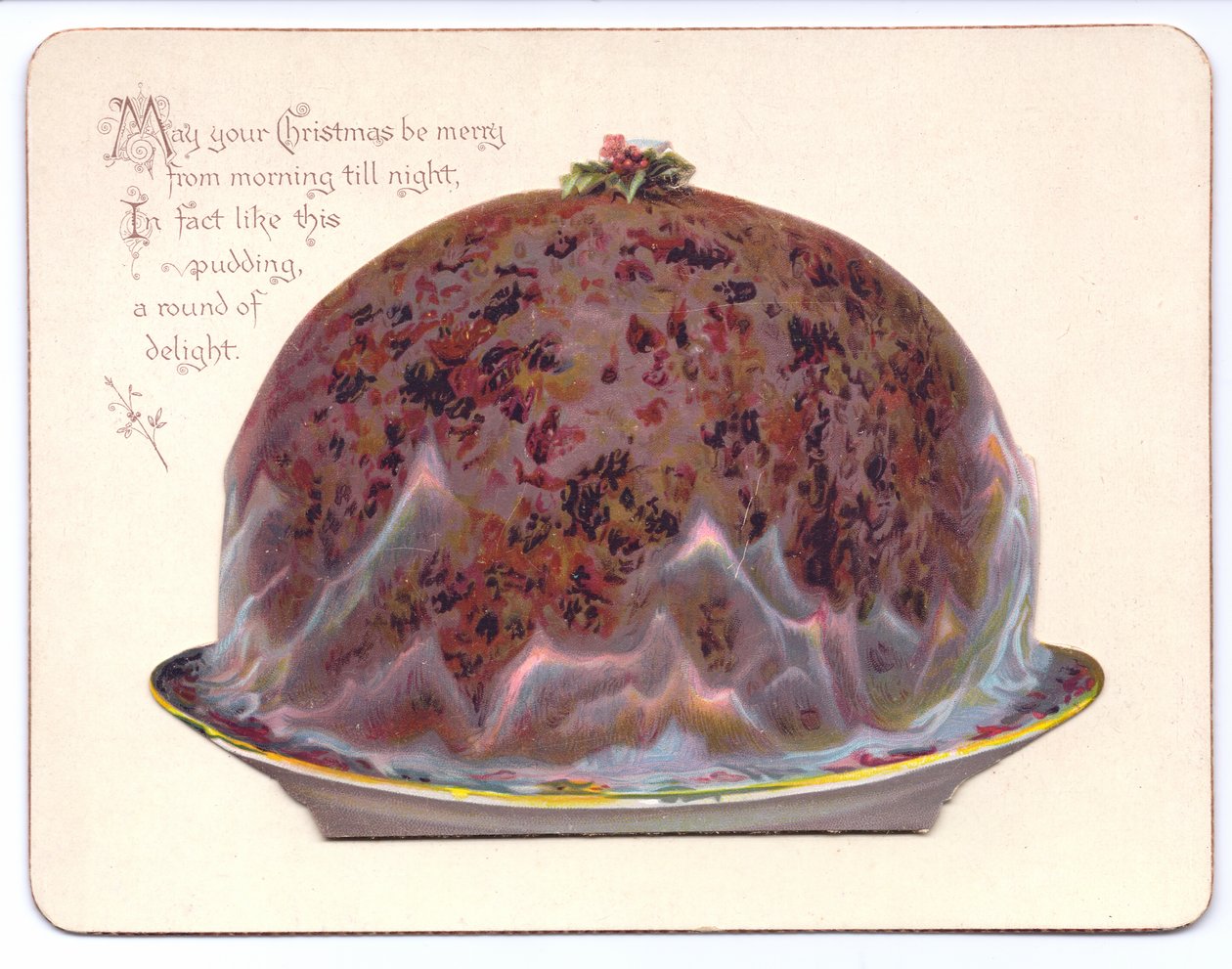 Tarjeta de Año Nuevo victoriana de una joven vestida de luto, c.1880 de English School