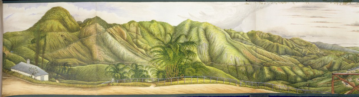 Vista hacia Kingston desde el Sanatorio Militar en Newcastle, Montañas Azules, Jamaica, 1855 de English School