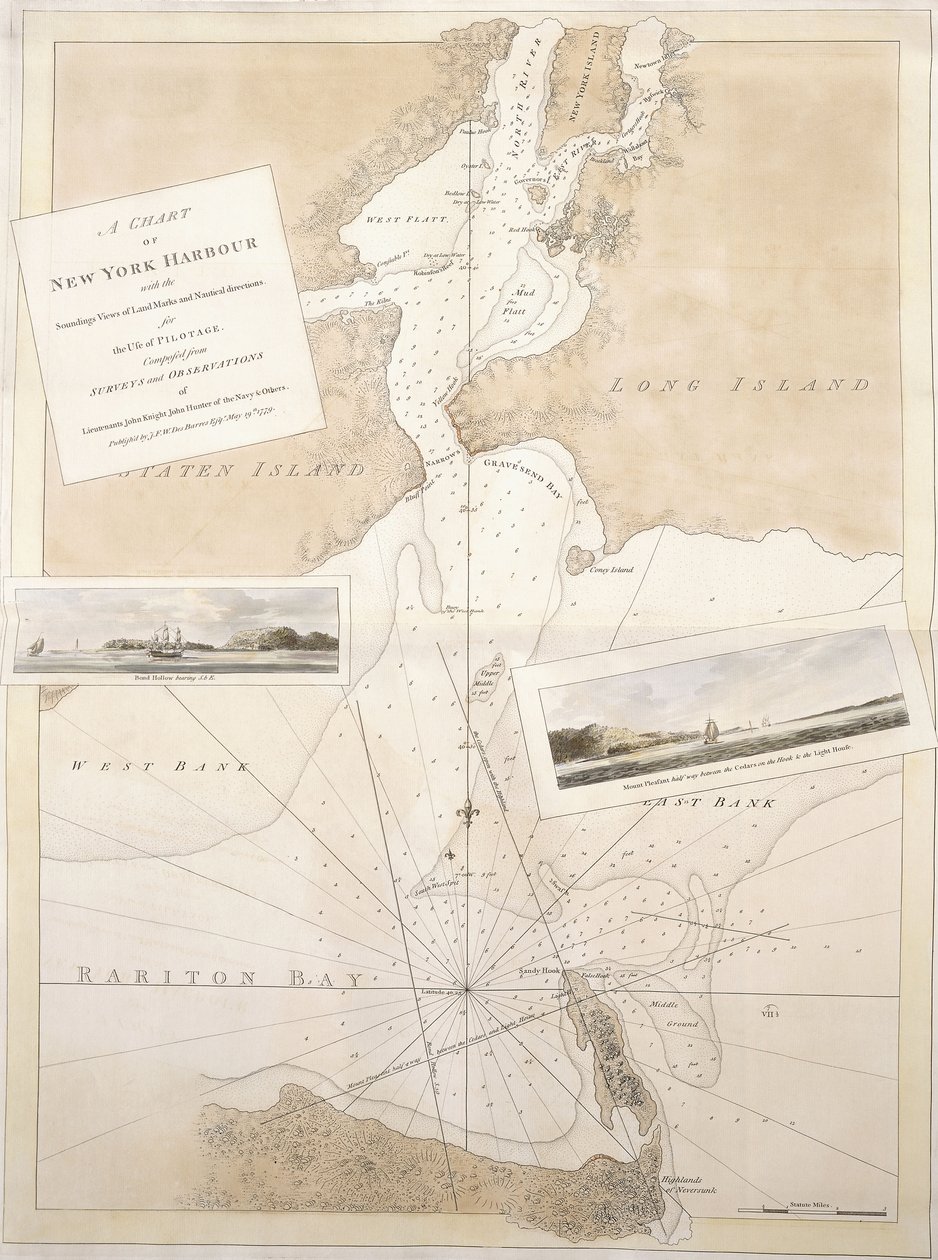 Un mapa del puerto de Nueva York, 1774-1779 de English School