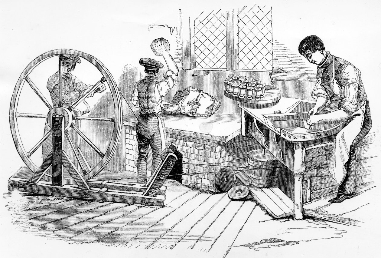 Un día en la Real Fábrica de Porcelana, Worcester, 1843 de English School