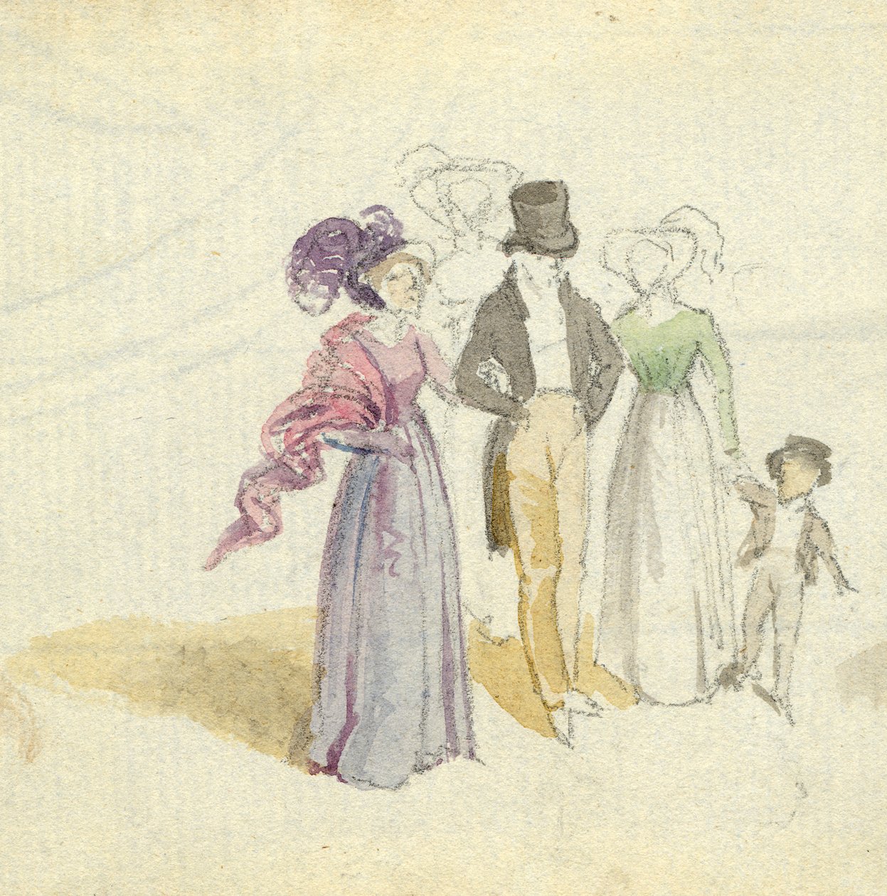 Una familia paseando, c.1825 de English School
