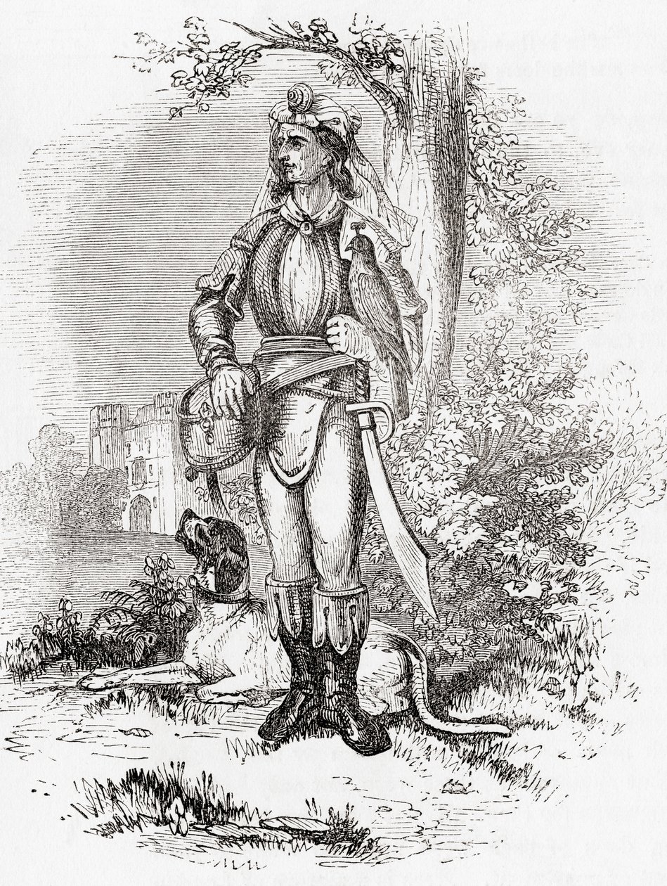 Un gran halconero, de la vieja Inglaterra: A Pictorial Museum, pub. 1847 de English School
