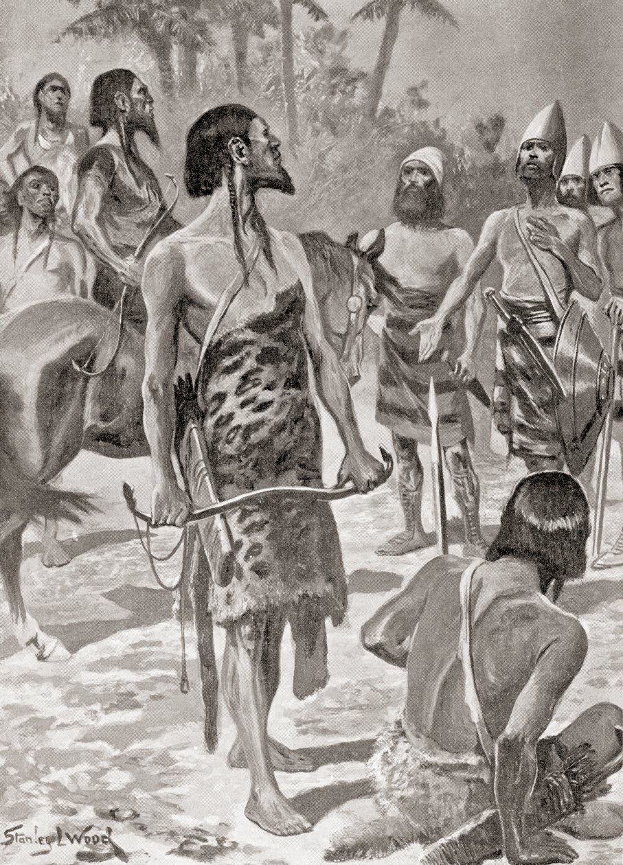 Un encuentro entre los fundadores tirios de Cartago y los jefes libios, de la Historia de las Naciones de Hutchinson, pub.1915 de English School