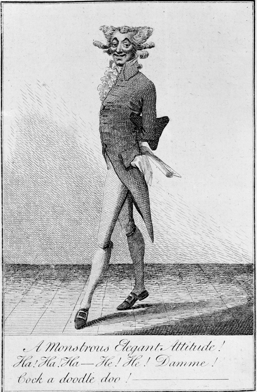 ¡Una actitud monstruosamente elegante! 1790 (aguafuerte) de English School