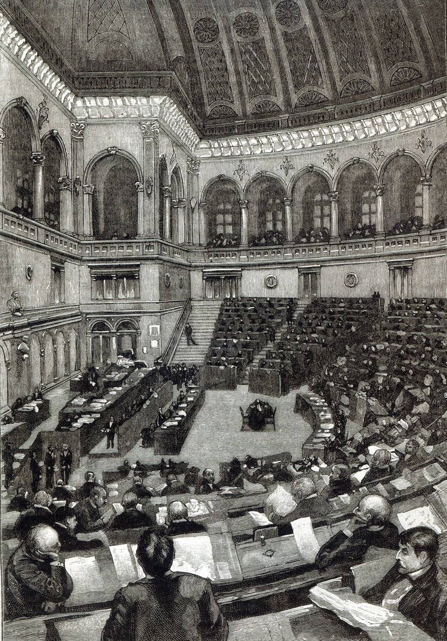 Una sesión nocturna en la Cámara de Diputados de Italia, de 