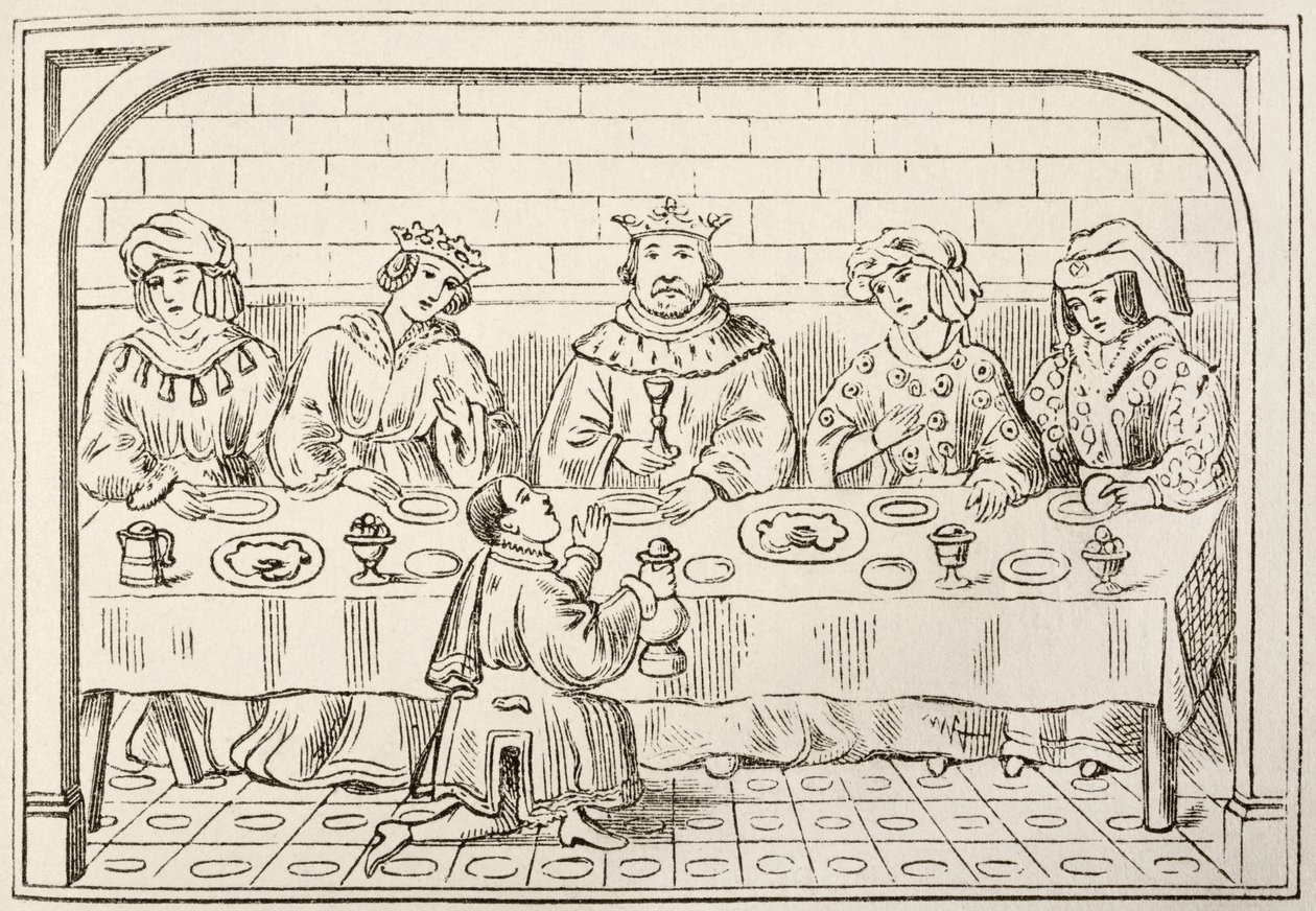 Un banquete real, de La Historia Nacional y Doméstica de Inglaterra por William Hickman Smith Aubrey (1858-1916) publicada en Londres, c.1890 de English School