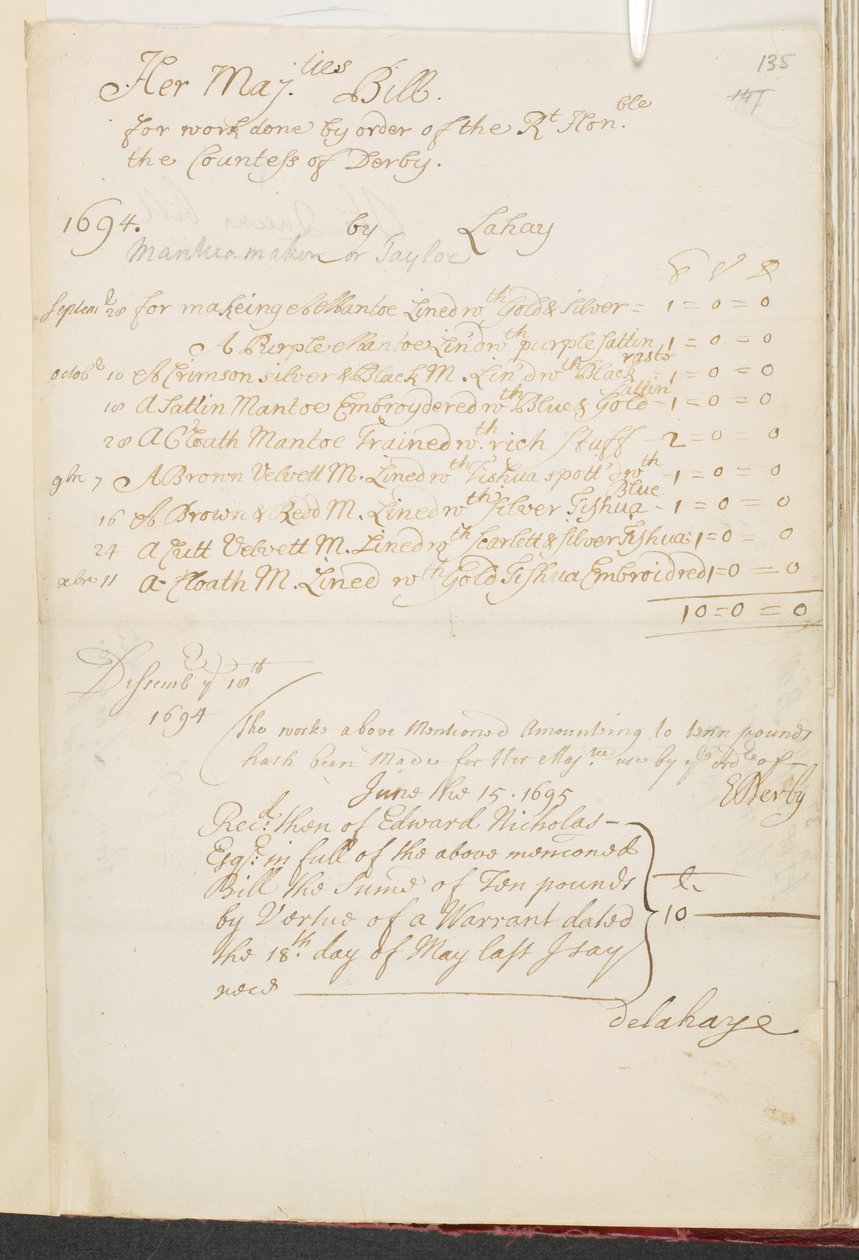 Un documento real, Add MS 5751 A, f.135 de English School