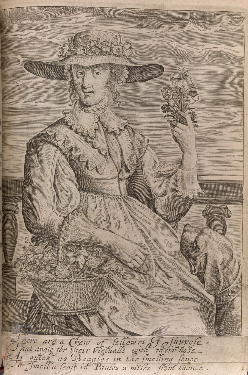 Una mujer con flores, ilustración de 