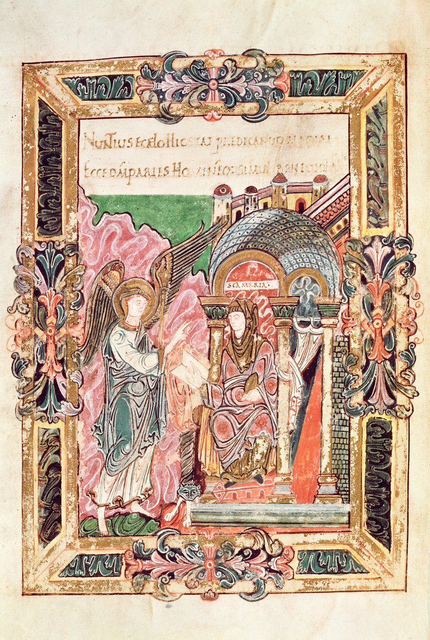 Añadir 49598 Anunciación, de la Bendición de San Aethelwold, Winchester, c.980 (vitela) de English School