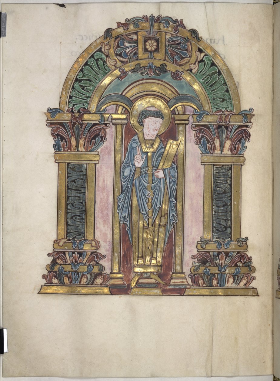 Agregar. 49598, f.97v, St Swithun, Benedictional de St Aethelwold, 971-984 (vitela) de English School