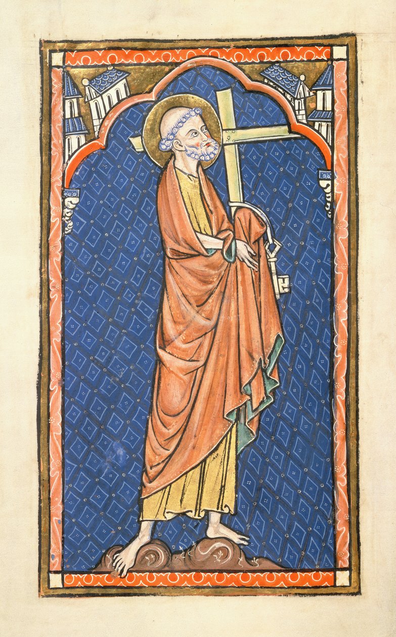 Añadir 50000 f.7v San Pedro, del Salterio Oscott, c.1270 (vitela) de English School