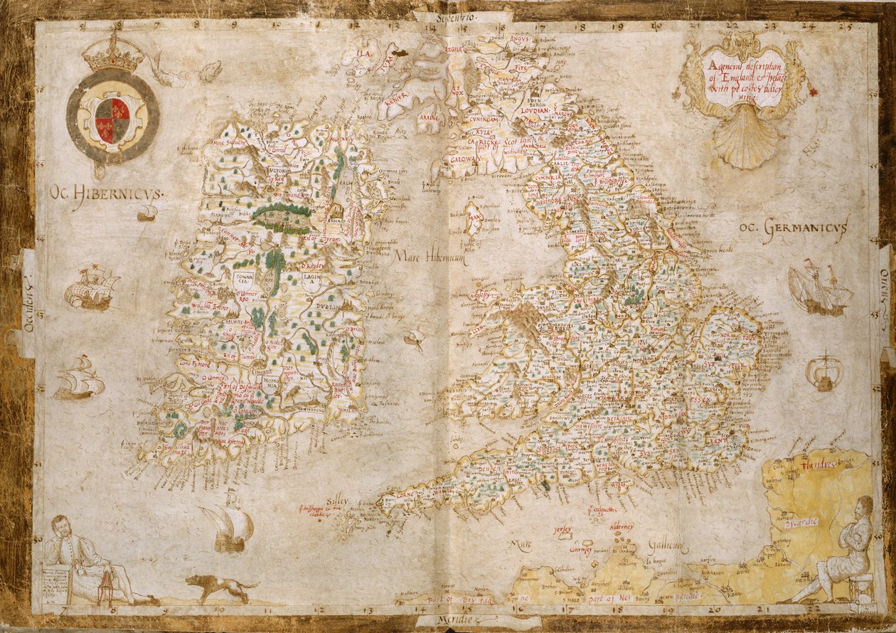 Agregar. 62540, ff.3v-4, Mapa de Gran Bretaña e Irlanda, de 